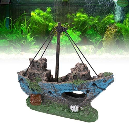 Sewroro Пиратски Кораб Декор на Аквариум За Риби Корабокрушение Декорация на Аквариум Корабокрушение Декорация на Аквариум