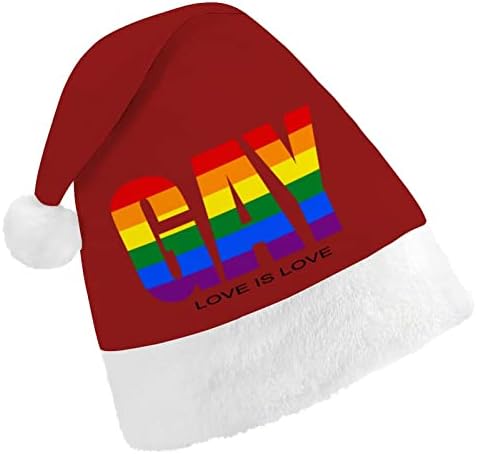 Гей Гордост ЛГБТ Коледна Шапка на Дядо Шапка за Възрастни Унисекс Комфорт Класическа Коледна Шапка за Коледно парти