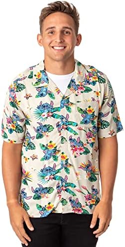 Мъжка риза на Дисни Lilo And Stitch в Тропически Хавайски стил на копчета