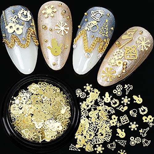 120 Броя Коледни Златни Висулки За Дизайн на Ноктите, Блестящи Стикери За Нокти, Тиква, Златни 3D Нокти С