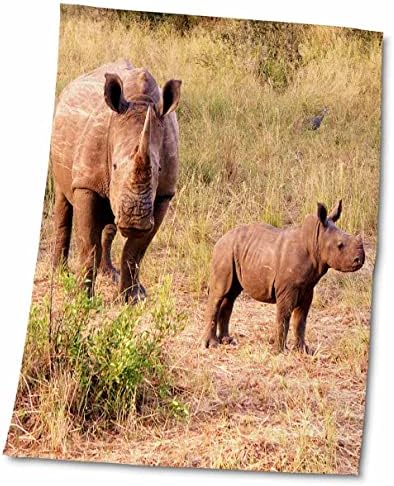 Животни 3dRose Florene - Майка и Малките Носорози В дивата природа - Кърпи (twl-44775-1)