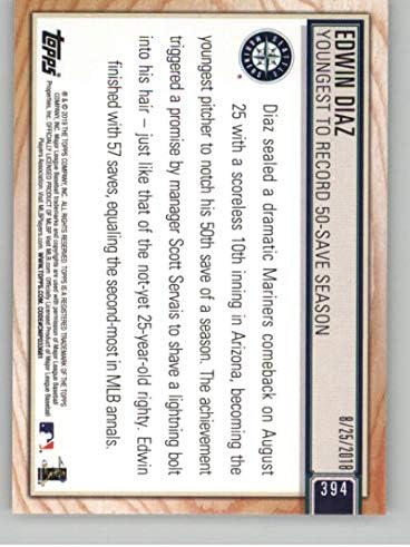 ЗЛАТНА Паралел на МЕЙДЖЪР ЛИЙГ Бейзбол 2019 394 Едвин Диас Сиатъл Маринърс Официалната търговска картичка Topps