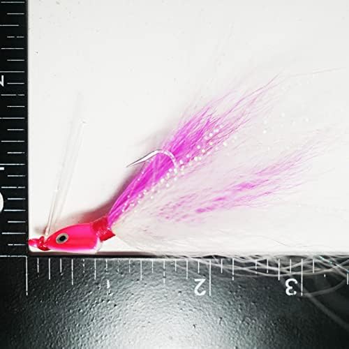 (Розови ) Мормышки за костна риба Кий Уест с хвостовым перушина - Под ъгъл от 30 ° - 1/4 унция - 3 опаковки