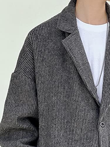 Якета OSHHO за жените - Мъжко палто с ревера и заниженными рамене (Цвят: Тъмно сив, Размер: XX-Large)
