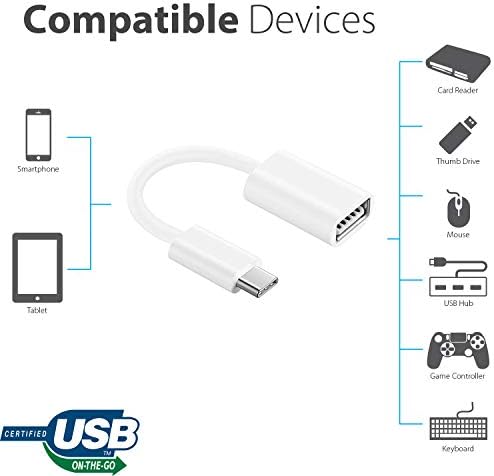 Адаптер за USB OTG-C 3.0, съвместим с вашия LG 14Z90P-K. ARW3U1 за бързи, доказани, мултифункционални функции, като например клавиатури, флаш памети, мишки и т.н. (Бял)