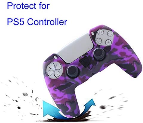 Калъф за контролера PS5-Силиконов калъф Hikfly за писалки контролер PS5 DualSense, нескользящий калъф за контролера Playstation 5 - 1 калъф с 8 капачки за улавяне на палеца (лилаво)