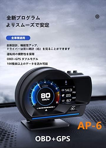 Авто HUD дисплей Mallofusa, AP6 OBD2 и GPS Smart Gauge HUD HD Head Up Дисплей, Регулируема Скоба, Скорост КМ/Ч, об/мин, Температурата