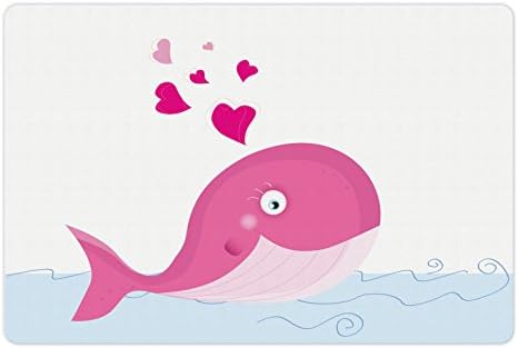 Foldout Подложка за домашни любимци с кит за храна и вода, Илюстрация Гигантски Океански бозайници в Карикатура стил