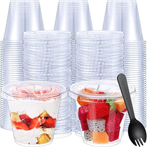 Комплект за еднократна употреба, пластмасови чаши Suclain 400 БР с куполообразными / плоски капаци, включва 200 Пластмасови