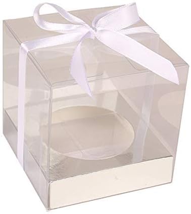 US Wedding Favors® 3,5 Прозрачни кутии за кифли със сребърни инкрустации - 50 опаковки