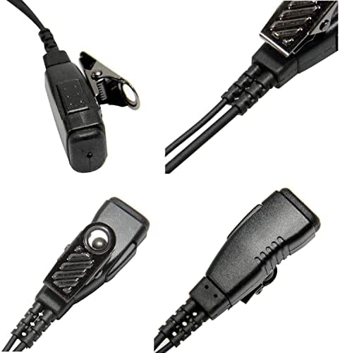 Максимална мощност REH2 2-Пинов Регулируема С-Образна слушалка с Гумена заушником/вложка за двупосочна Motorola (черен)