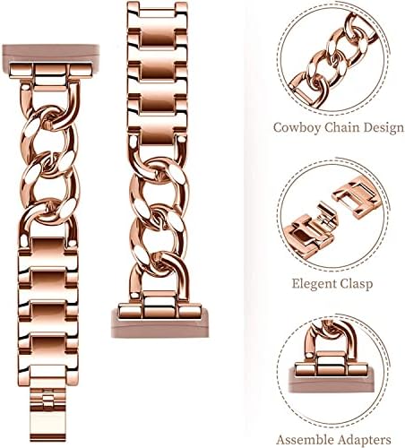 Розово Злато, Готина Женска Верига, Метални Въжета за умни часовници, които са Съвместими с Fitbit Sense/Fitbit Versa