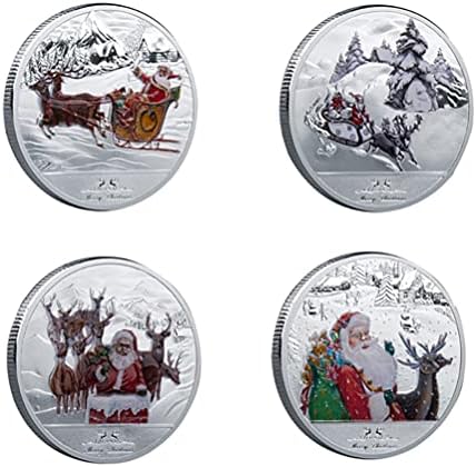 BESTOYARD Коледна Възпоменателна Монета 4шт Коледни Възпоменателни Монети, Сувенирни монети, Монети От Сплав Коледни