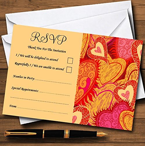 Персонални Покани пощенска Картичка с оранжеви, Червени и Розови Сърца