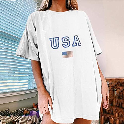 Тениски с образа на Американския хартата за Жени, Върховете на Деня на Независимостта, Негабаритная Свободна Блуза, Тениска