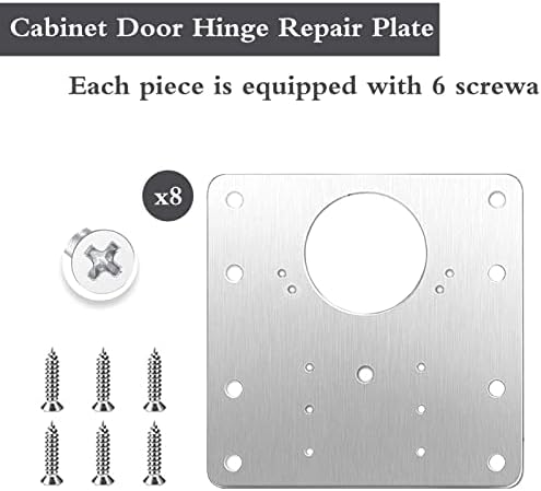 Hooney 8 Опаковки Табели за ремонт на пантите на гардероба, Набор от пластини за ремонт на панти от неръждаема