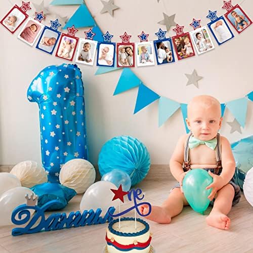 фото-Банер на 1-ия ден от раждането за новородено до 12 месеца, Патриотичен Банер и Един Topper за торта, Червени