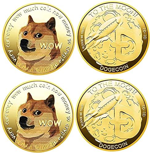 2 БР Възпоменателна Монета Dogecoin с тегло 1 унция, Позлатен, Совпадающая с Dogecoin Dogecoin с Защитен Калъф, са