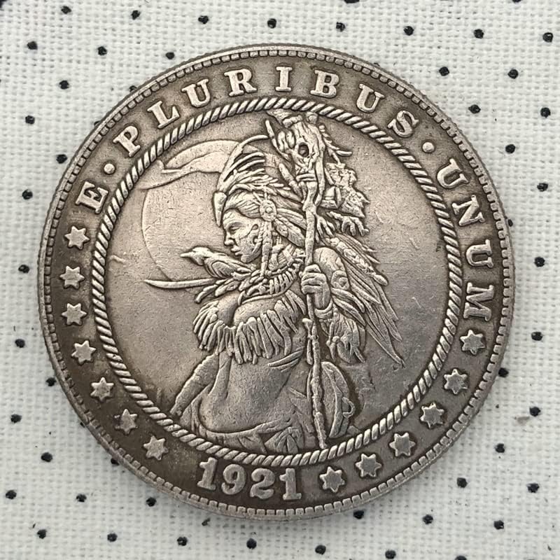 38 ММ Старинна Сребърна Доларова Монета на САЩ Morgan Tramp Монета 1921D Занаят 144