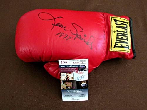 Боксови ръкавици с автограф от шампиона в тежка категория на Леона Спинкса Auto 14 Кожени Евърласт от Jsa - боксови ръкавици