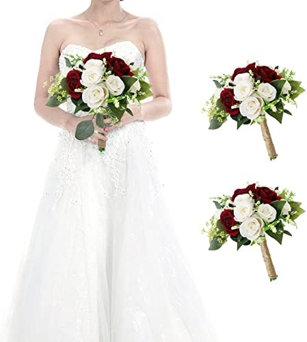 HOMENERGY Комплект от 6 Букети за Шаферките на Сватбата - 7-Инчов Букет от изкуствени цветя Шаферките за Празничната