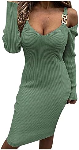 Секси Дълга Рокля-пуловер, Вязаное рокля в стил Хип-Хоп, Ежедневна Рокля с дълги ръкави, Дебнещ Бедрата, Пуловер