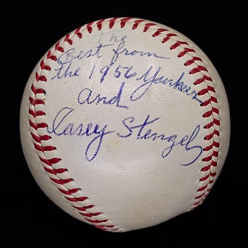 Уникален бейзболен сингъл Casey Stengel 1956 йорк Янкис с автограф OAL Harridge PSA LOA - Бейзболни топки с автографи