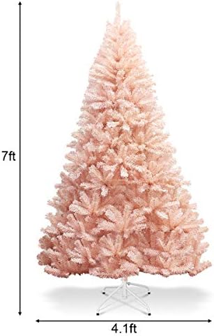 Mayjooy 7-Подножието Розова Изкуствена Коледна Елха, Неосвещенная Коледно Дърво с 937 Издръжливи Обувки от PVC и Здрава желязна