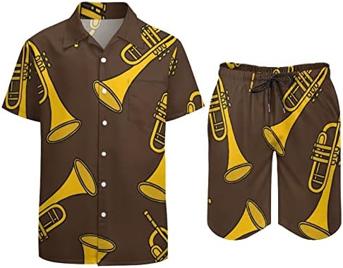 Мъжки Хавайски Ризи и панталони с копчета с къс ръкав и шарките на тръби, Лятна Плажно Облекло, Спортно облекло