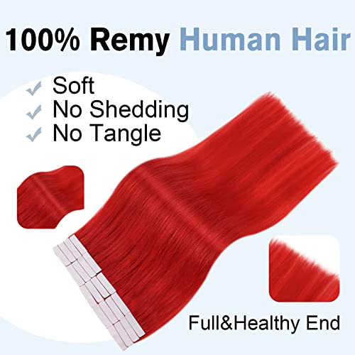 【Спестете повече】 Easyouth Две опаковки за удължаване на коса от естествени човешки косми # 60 # червено 16 инча