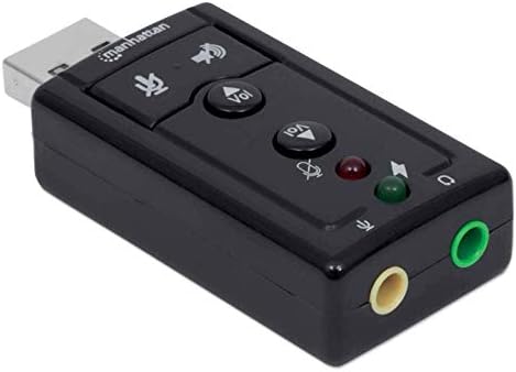 Високоскоростен звуков адаптер Manhattan USB 2.0 3D 7.1, Външна звукова карта с 3,5-мм аудио - и микрофонными