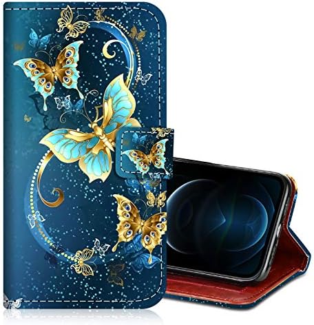 ООК, Съвместим с iPhone 12 Pro Max, Кожен калъф-портфейл с дизайн на пеперуда, за да се жени за Момичета, Защитен Кожен калъф