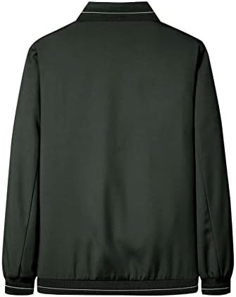 Якета OSHHO за жените - Мъжко палто с цип с тапицерия в pinstripe (Цвят: Армейски зелен, Размер: Голям)