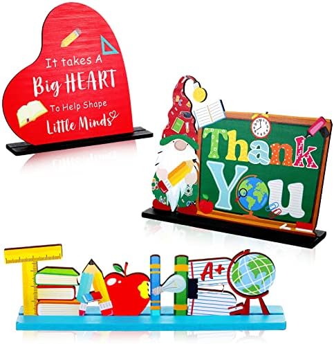 Комплект от 3 теми, Подарък маса с благодарност Учител, Централни елементи, дървени Плакети за учители, се Изисква голямо Сърце, за да оформят Малки Умове, Плотове за
