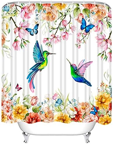 Завеса за душ с пролетта цветен модел LEITINGYA Колибри, Завеса за душ с Акварельным Цвете и Ботаническата Модел, Завеси