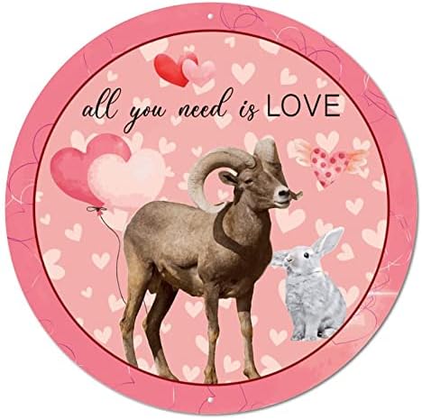 Ден на Свети Валентин Всичко, което ви Трябва, Е Любовта Ферма за Овце Ретро Кръгъл Метален Знак Кръг Метален Плакат Символична