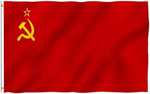 Знаме на Съветския Съюз Anley Fly Breeze размер 3x5 фута - Ярък цвят и защита от избледняване - Холщовая шапка