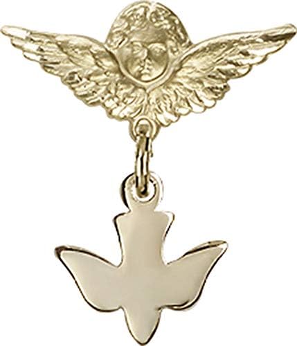 Иконата на детето Jewels Мания за талисман на Светия Дух и икона на Ангел с крила | Икона детето си от 14-каратово злато с