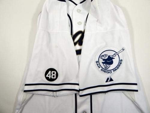 2012 San Diego Padres Joe Wieland 43 Използван в играта Бяла риза 48 Пластир, Използвани в играта тениски MLB