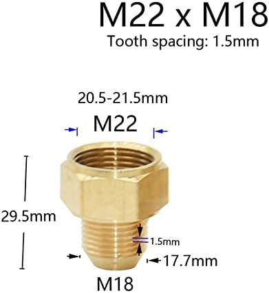 Месинг Резба Съединител M14 M18 M22 Преходна Прикачване Кран Фитинги За Барботера Кухня и Баня, 1 бр. (Цвят: M14 x M18)