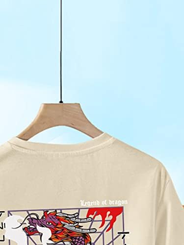 GORGLITTER Мъжки Облекла от 2 части, Тениска с Изображение на Анимационни с Надпис, Шорти с завязками На Талията,