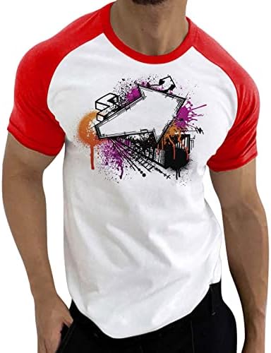 ZDDO, Летни мъжки тениски с къс ръкав, ризи с цветен блок, на улицата Графичен принт, Тениски с кръгло деколте, Ежедневни Тениска
