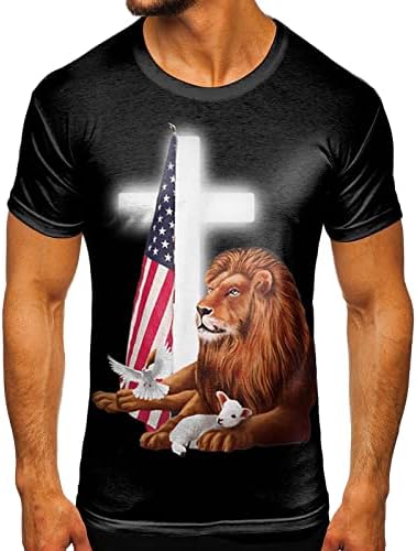 XXBR Мъжки солдатские патриотични фланелки с къс ръкав Street Jesus Cross с принтом Лъв, летни Спортни, Ежедневни