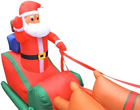 Коледен Надуваем Надуваем Дядо Коледа и Северен Елен с led Подсветка за Вътрешно Външно Дома, на Двора, на Тревата, на Градина, на Коледа Зимен Декор 8 × 4 Фута