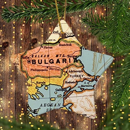 3-Инчов Карта на България Украса Реколта Ретро Карта на Кръгли Коледна Украса за Деца, Момчета, Момичета Висящи Украшения