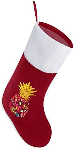 Коледен Окачен на Отглеждане с Художествен Принтом под формата на Ананас, Сладък Чорап на Дядо Коледа за Коледната Елха, Бижута, Подаръци