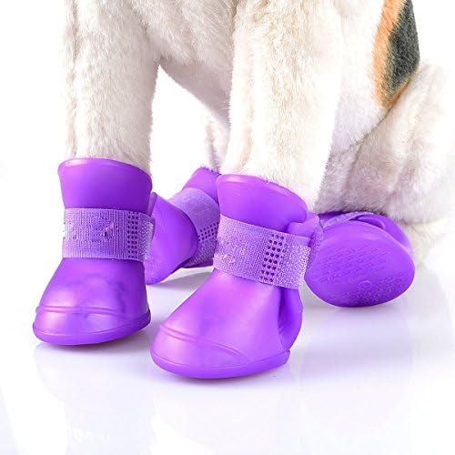 QWEQWE, 4 бр. непромокаеми обувки за кучета, обувки за малки кученца, нескользящая, за домашни любимци, за средни и