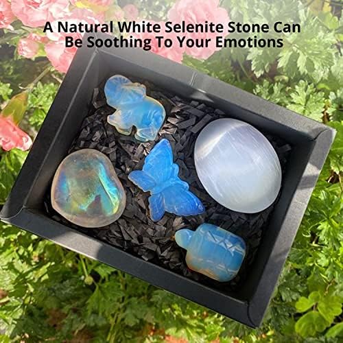 Палмова камък с селенитовым кристал NORTHLANDZ, Естествен Рейки и Балансиране на Чакрите на тялото, Успокояващи и Лечебни