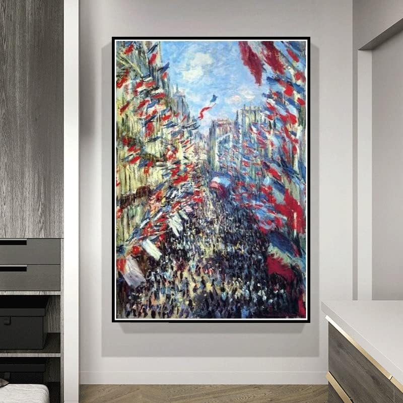 Парижката картина на Клод Моне Улица Монторгей, Комплекти за рисуване с Диаманти за възрастни, 5D Кристални
