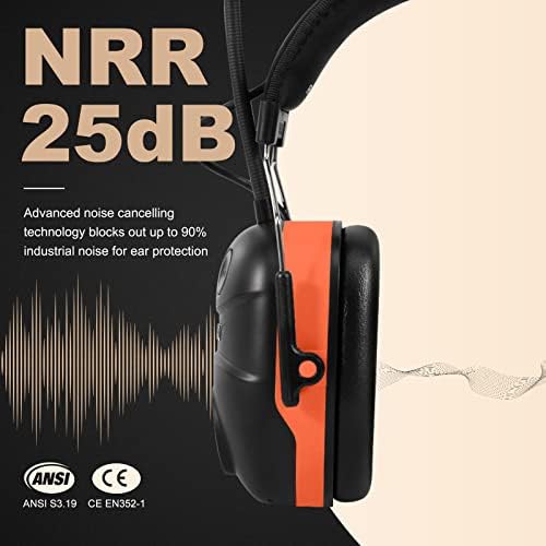 Muffpro Bluetooth Защита на Слуха Защита на ушите, с шумопотискане NRR 25 db Слушалки за почистване на сняг,